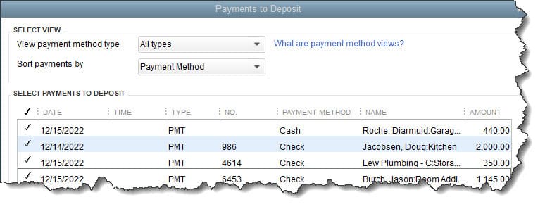 undeposited funds