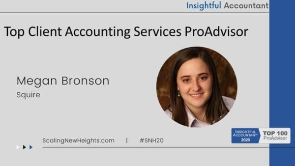 Megan Bronson Awarded Top Client Accounting Services ProAdvisor by Insightful Accountant