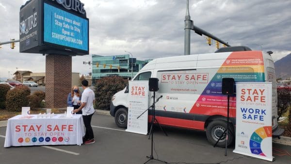 Press Conference Recap | “Stay Safe to Stay Open” Statewide Van Tour Stops at Squire & Company Headquarters to Promote Campaign