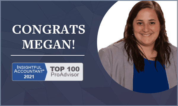 Congrats Megan! Insightful Accountant* 2021 Top 100 ProAdvisor