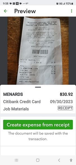 You can snap photos of receipts with your smartphone, edit and add to them if necessary, and either save them as Expenses or match them to existing transactions